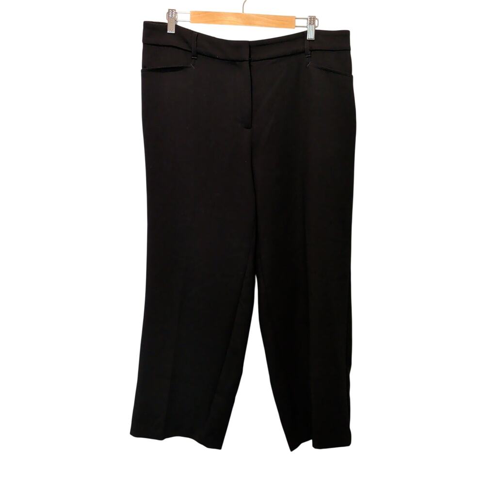 J. Jill Women's Sz 18 Black Stretch Ponte Cropped Trousers Button Loose Fit